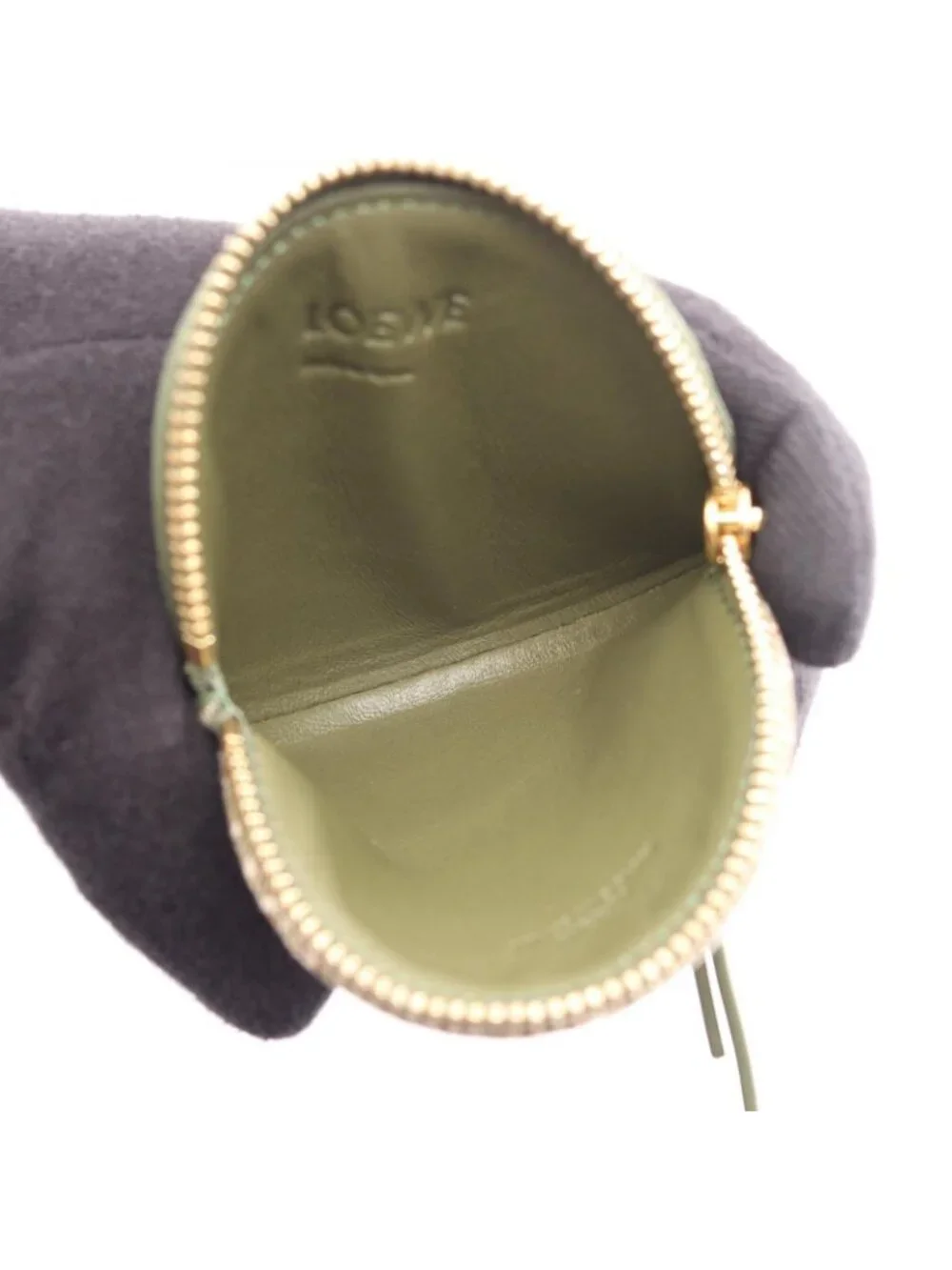Loewe Coin Purse Cookie Key Charm Repeat Anagram Green Canvas Leather